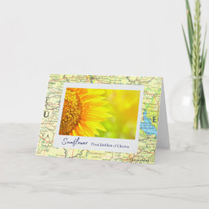 Tarjeta Emblema floral de girasol amarillo de Ucrania en m