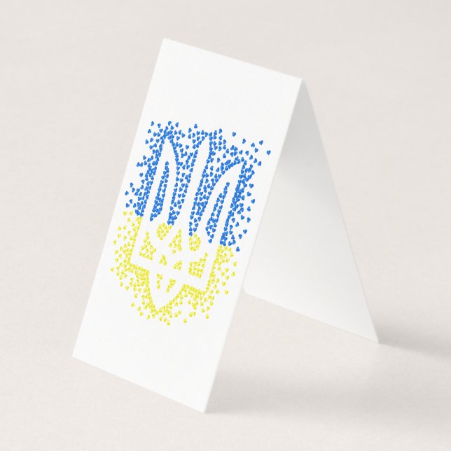 Tarjeta Emblema ucraniano trident tryzub esparce corazones (Reverso)