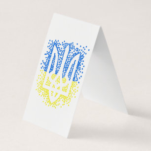 Tarjeta Emblema ucraniano trident tryzub esparce corazones