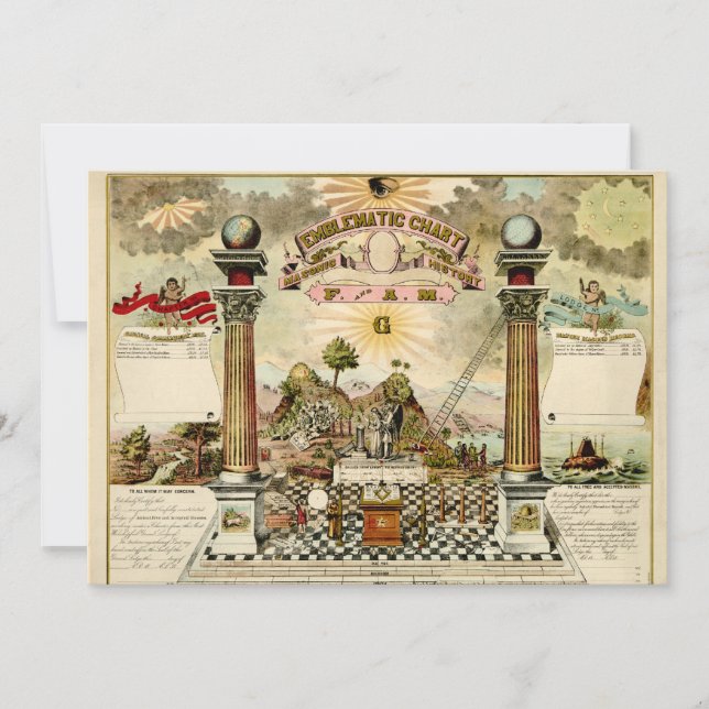 Tarjeta emblemática masónica de la invitación de (Anverso)