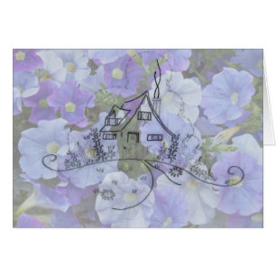 Tarjeta Embroidery y Petunias de Cottage