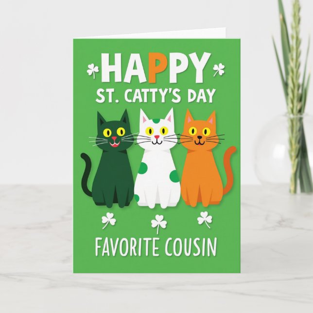 Tarjeta Emerald Cats St Cattys Day Card (Anverso)