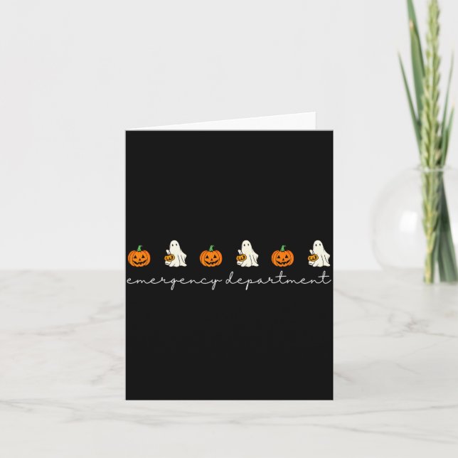 Tarjeta Emergency Department Ghost Pumpkin Halloween Medic (Anverso)