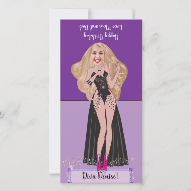 Tarjeta emergente Diva Birthday DIY (Anverso)