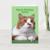 Emma Happy Birday Naranja y Gato Blanco