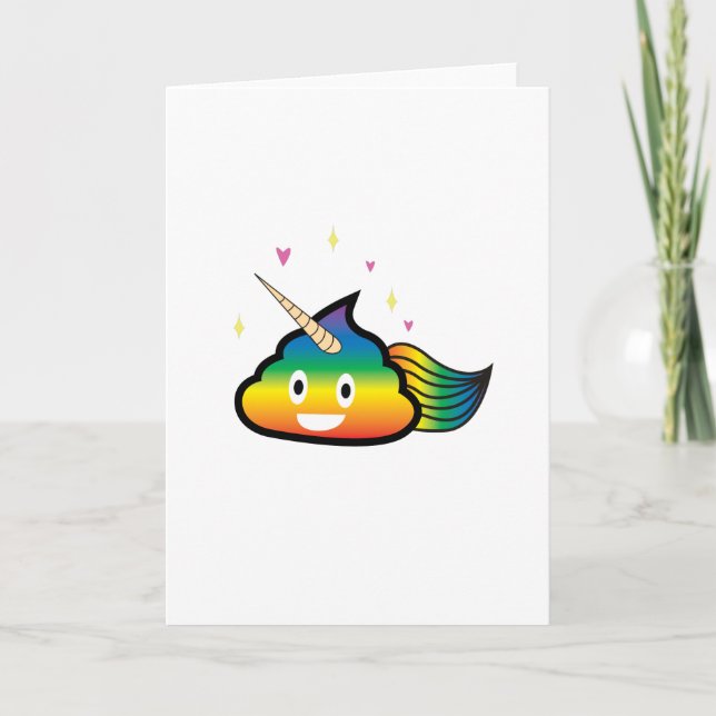 Tarjeta Emoji arcoiris Poop Cute Chica divertido fiesta de (Anverso)