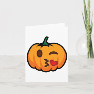 Tarjeta Emoji de calabaza un ojo abierto guiño beso de amo