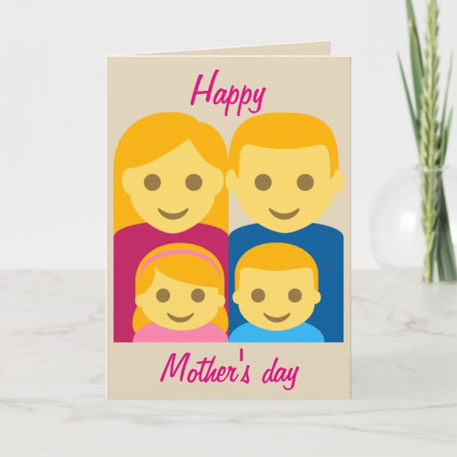 Tarjeta Emoji feliz del día de madre (Anverso)