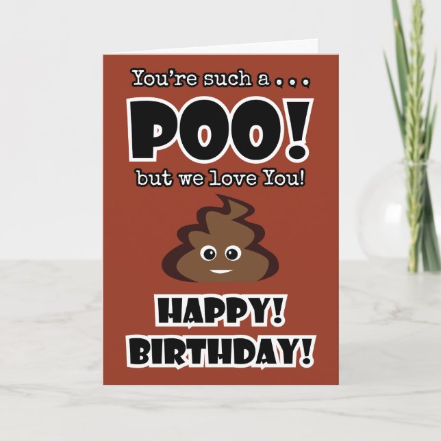 Tarjeta EMOJI POOP niños graciosos fiesta de cumpleaños (Anverso)