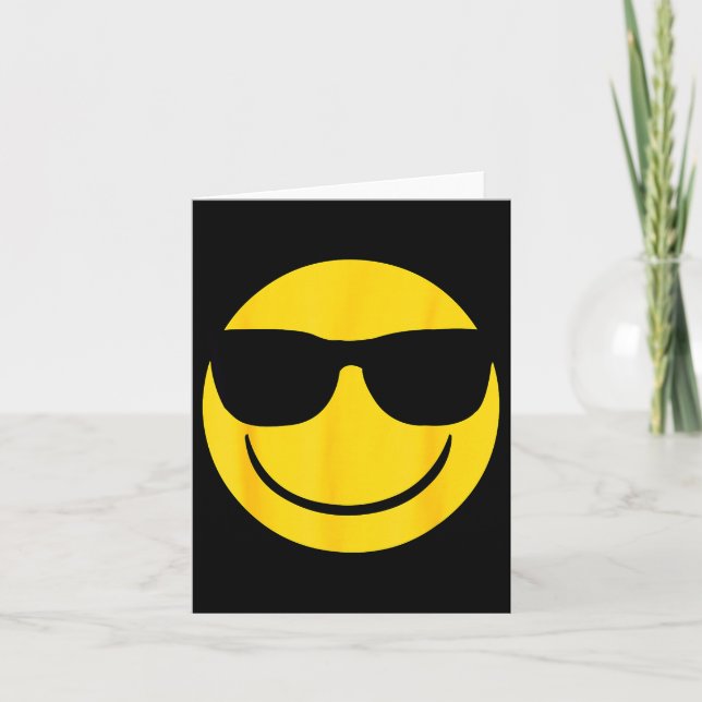 Tarjeta Emoji Retro Sungles Yellow Smile Face  (Anverso)