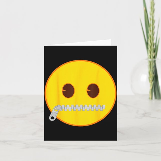 Tarjeta Emoji Zip Zipper Mouth Yellow Smile Face  (Anverso)