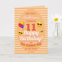 Tarjeta Emojis y globos de sol de cumpleaños de niños dive