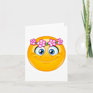 Tarjeta Emoticono con corona floral