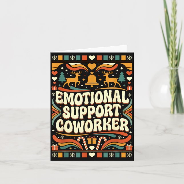 Tarjeta Emotional Suprt Coworker Funny Ugly Christmas Swea (Anverso)