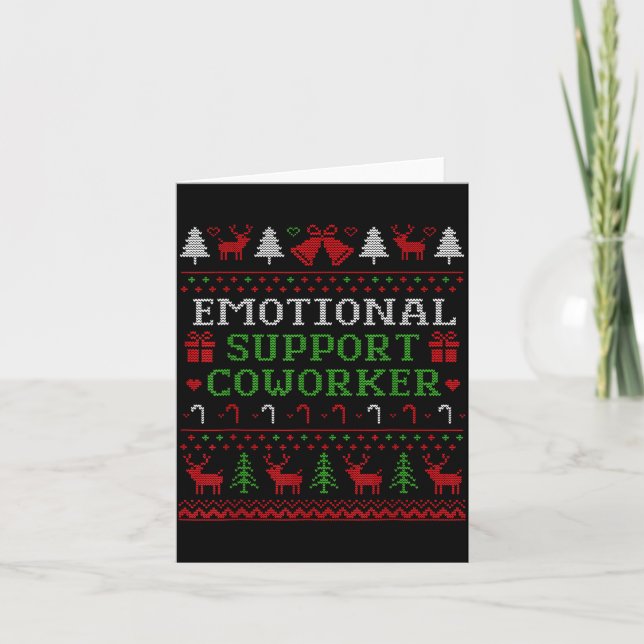 Tarjeta Emotional Suprt Coworker Funny Ugly Christmas Swea (Anverso)