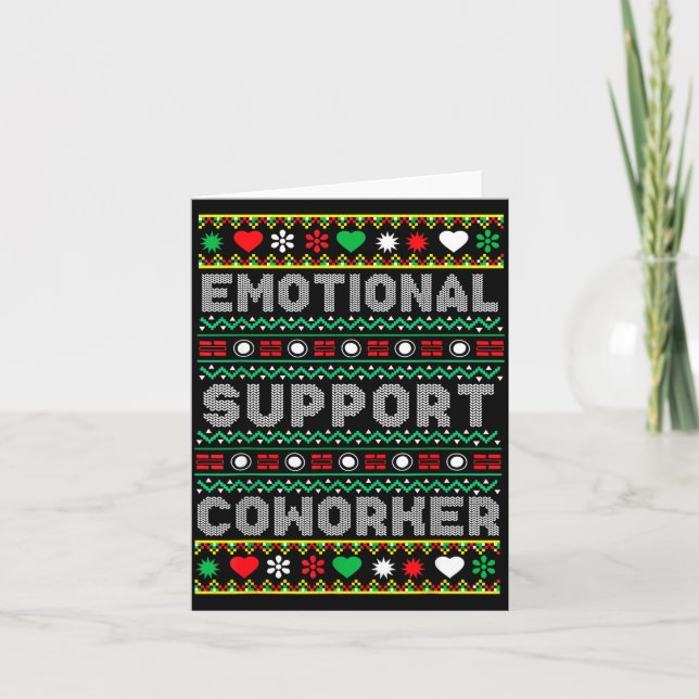 Tarjeta Emotional Suprt Coworker Funny Ugly Christmas Swea (Anverso)
