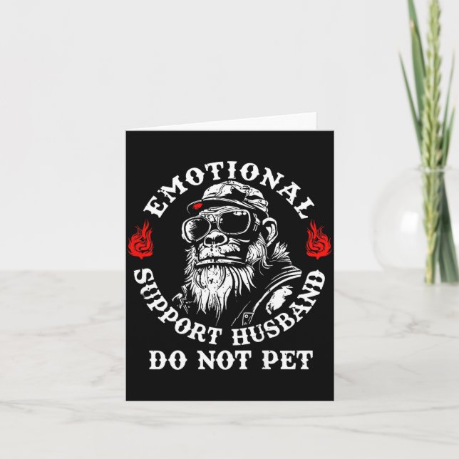 Tarjeta Emotional Suprt Husband Do Not Pet Funny Monkey (o (Anverso)