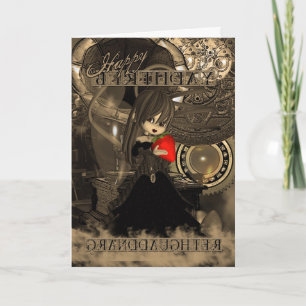 Tarjeta Empanada de Steampunk Moonies Cutie del cumpleaños