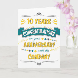 Tarjeta Empleado 10° Aniversario felicitaciones Word Art