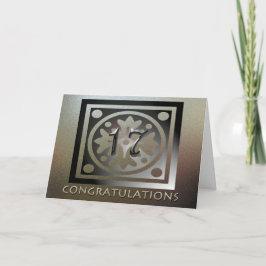 Tarjeta Empleado 17° Aniversario Elegante Golden