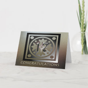 Tarjeta Empleado 17° Aniversario Elegante Golden