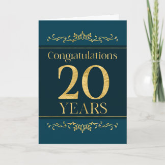 Tarjeta Empleado 20 Aniversario Elegante formal elegante