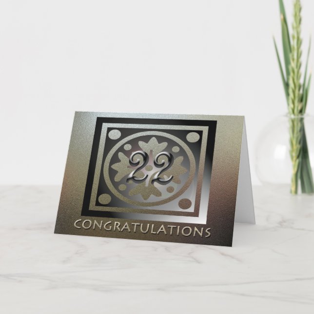 Tarjeta Empleado 22° Aniversario Elegante Dorado (Anverso)