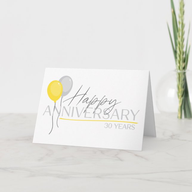 Tarjeta Empleado 30º aniversario Font Duo y globos Ca (Anverso)