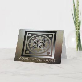 Tarjeta Empleado 33 Aniversario Elegante Dorado