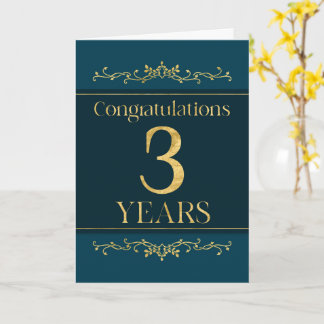 Tarjeta Empleado 3 Aniversario Elegante formal elegante