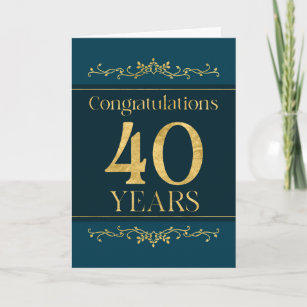 Tarjeta Empleado 40 Aniversario Elegante formal elegante