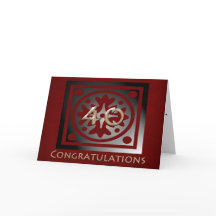 Empleado 40 años Aniversario Elegante rojo