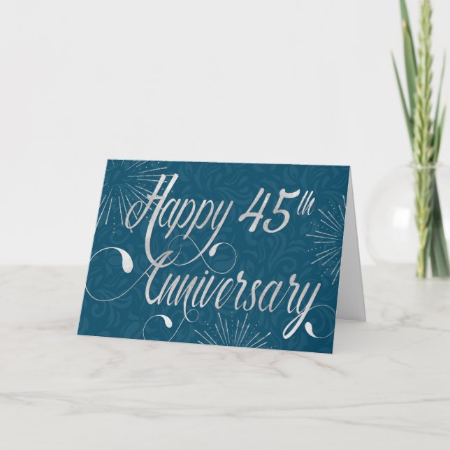 Tarjeta Empleado 45 Aniversario - Texto rápido - Azul (Anverso)