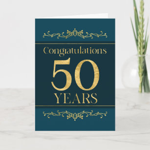 Tarjeta Empleado 50 Aniversario Elegante formal elegante
