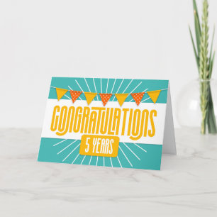 Tarjeta Empleado 5° Aniversario Colorful Bunting