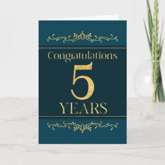 Tarjeta Empleado 5° Aniversario Elegante formal elegante