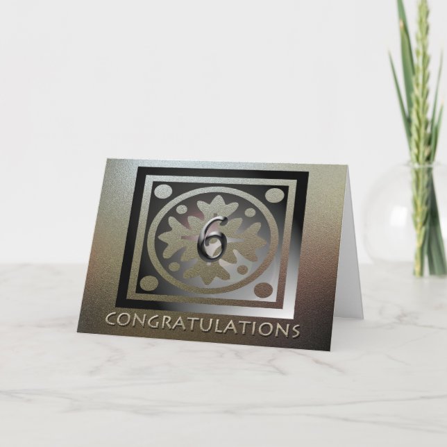 Tarjeta Empleado 6° Aniversario Elegante Dorado (Anverso)