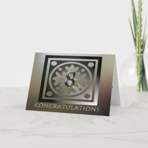 Tarjeta Empleado 8 Aniversario Elegante Dorado