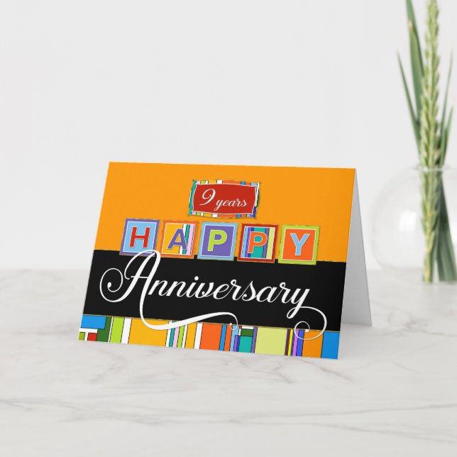 Tarjeta Empleado 9° Aniversario - Colores audaces (Anverso)