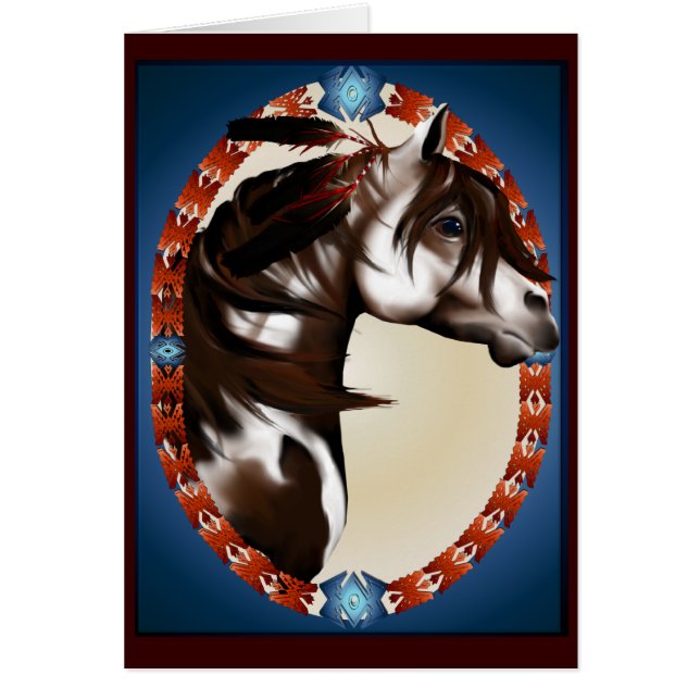 Tarjeta emplumada del caballo de la pintura (Frente)