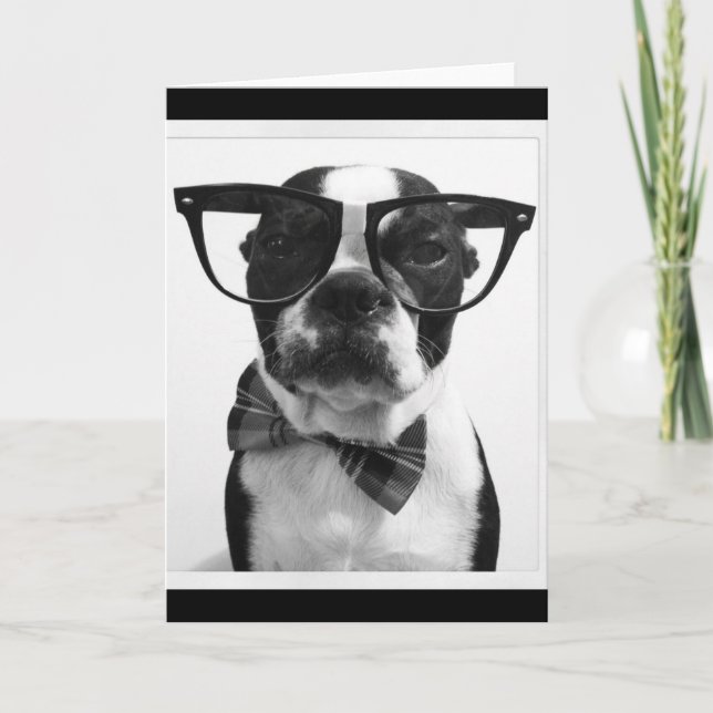 Tarjeta Empollón Boston Terrier del inconformista de B&W (Anverso)