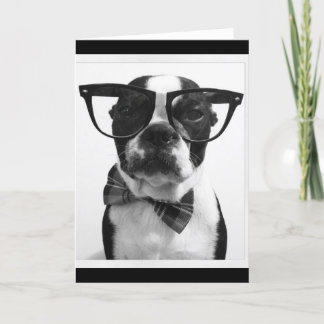 Tarjeta Empollón Boston Terrier del inconformista de B&W