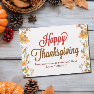 Tarjeta Empresa de Acción de Gracias Chic Hojas de Otoño P