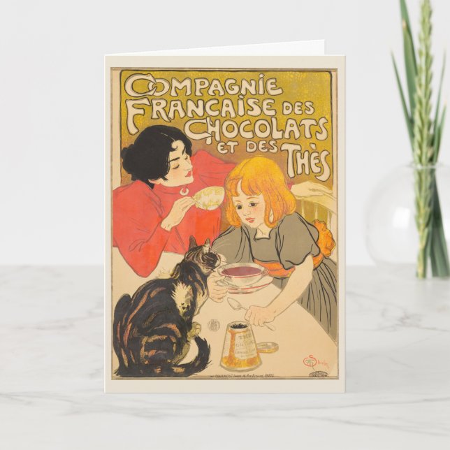 Tarjeta Empresa francesa de chocolate y té, Art Nouveau (Anverso)