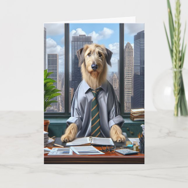 Tarjeta Empresario irlandés Wolfhound para el Día del Padr (Anverso)