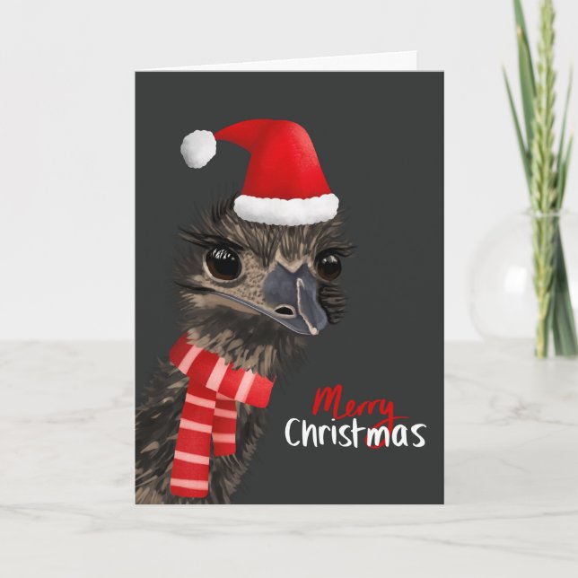 Tarjeta Emu para Navidades australianos (Anverso)