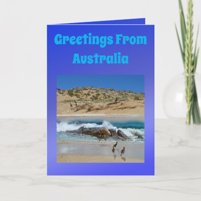 Tarjeta Emu y koala australianos, cumpleaños (Anverso)