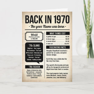 Tarjeta En 1970, El año en que naciste Cumpleaños