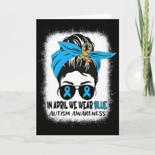 Tarjeta En abril llevamos moño despeinado desteñido azul A
