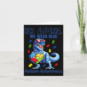 Tarjeta En Abril Usamos El Autismo Azul Conciencia Dinosau